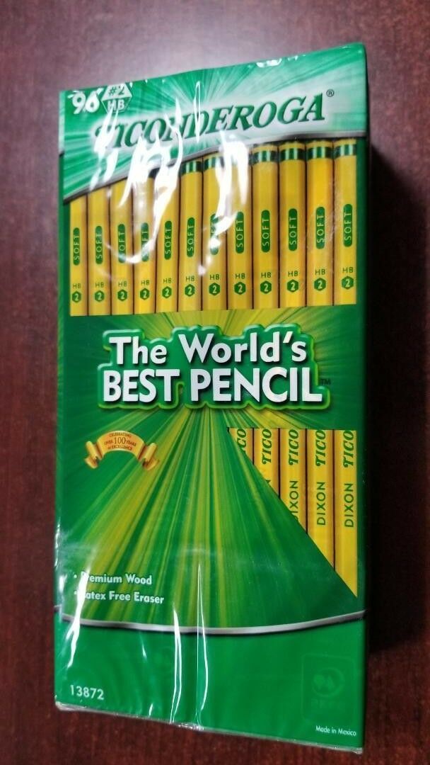 96 Dixon Ticonderoga 13872 Woodcase Pencil, Hb #2, Yellow Barrel 8 Dozens Soft