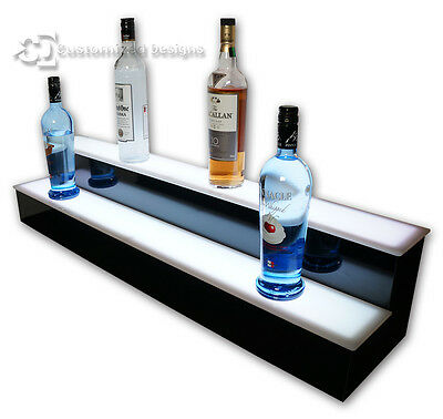 38" 2 Step Tier Led Lighted Liquor Bottle Display Back Bar Shelving Multi Color