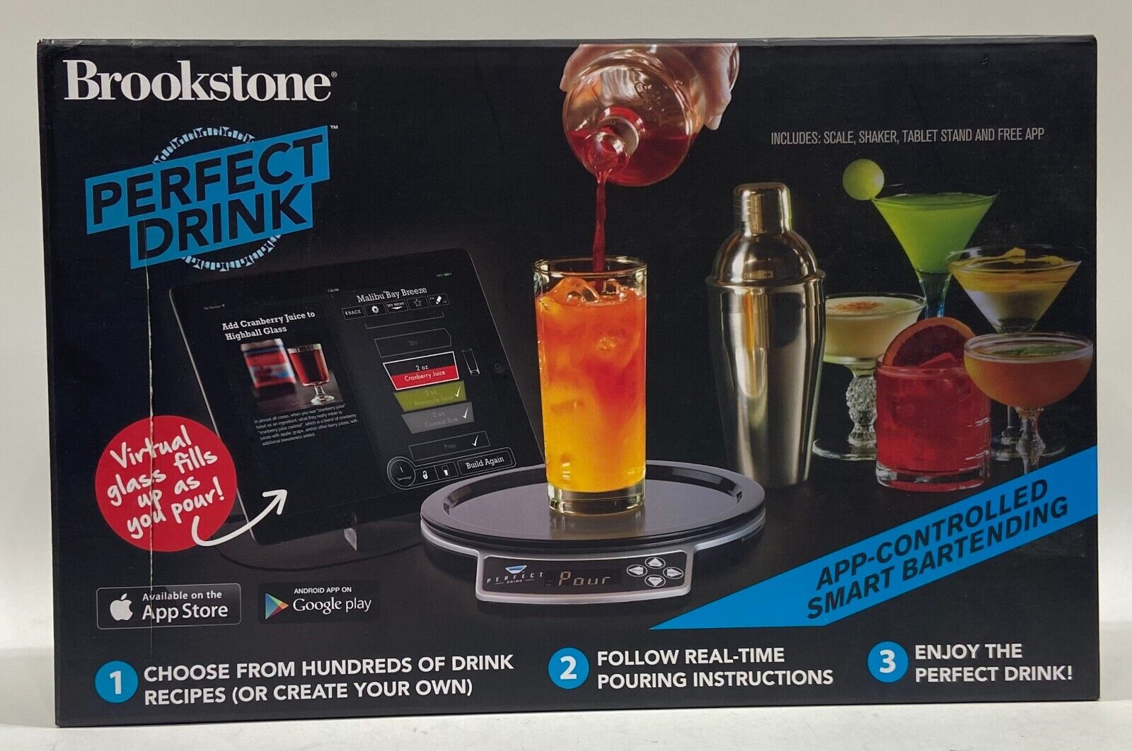 Brookstone Perfect Drink App-controlled Smart Bartending Cocktail 9" Scale