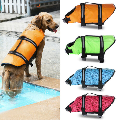 Pet Swimming Safety Vest Dog Life Jacket Reflective Stripe Preserver Puppy Us