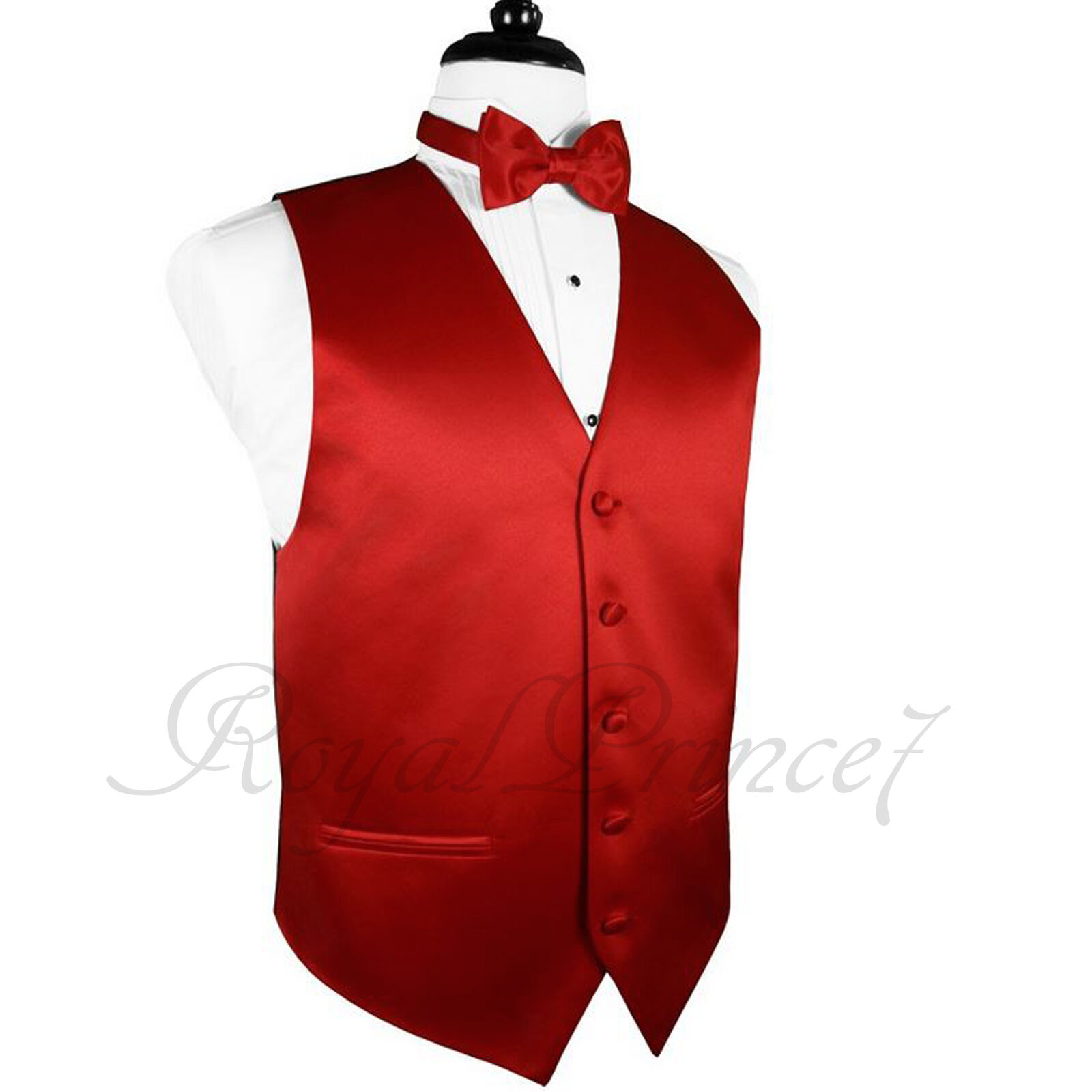 Red Solid Vest Waistcoat And Butterfly Bow Tie Suit Or Tuxedo Wedding Party 10-f