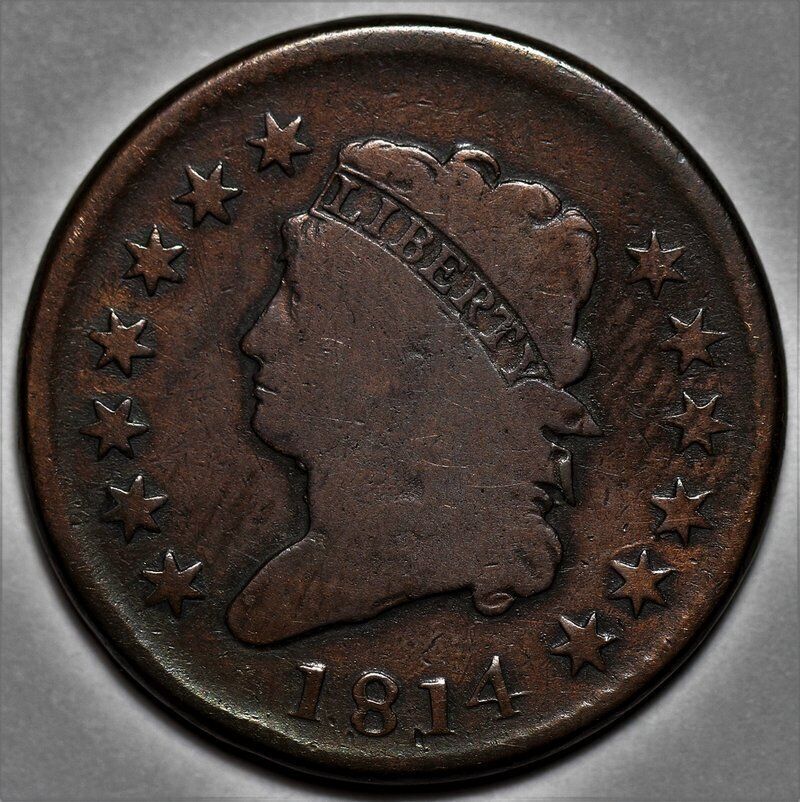 1814 Classic Head Large Cent - Plain 4 - Us 1c Copper Penny Coin - L20