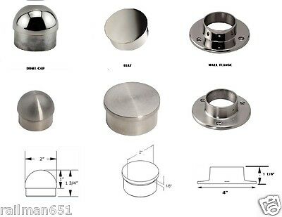 Stainless Steel Bar Foot Rail End Caps -flanges -2" Od In Mirror Or Satin Finish