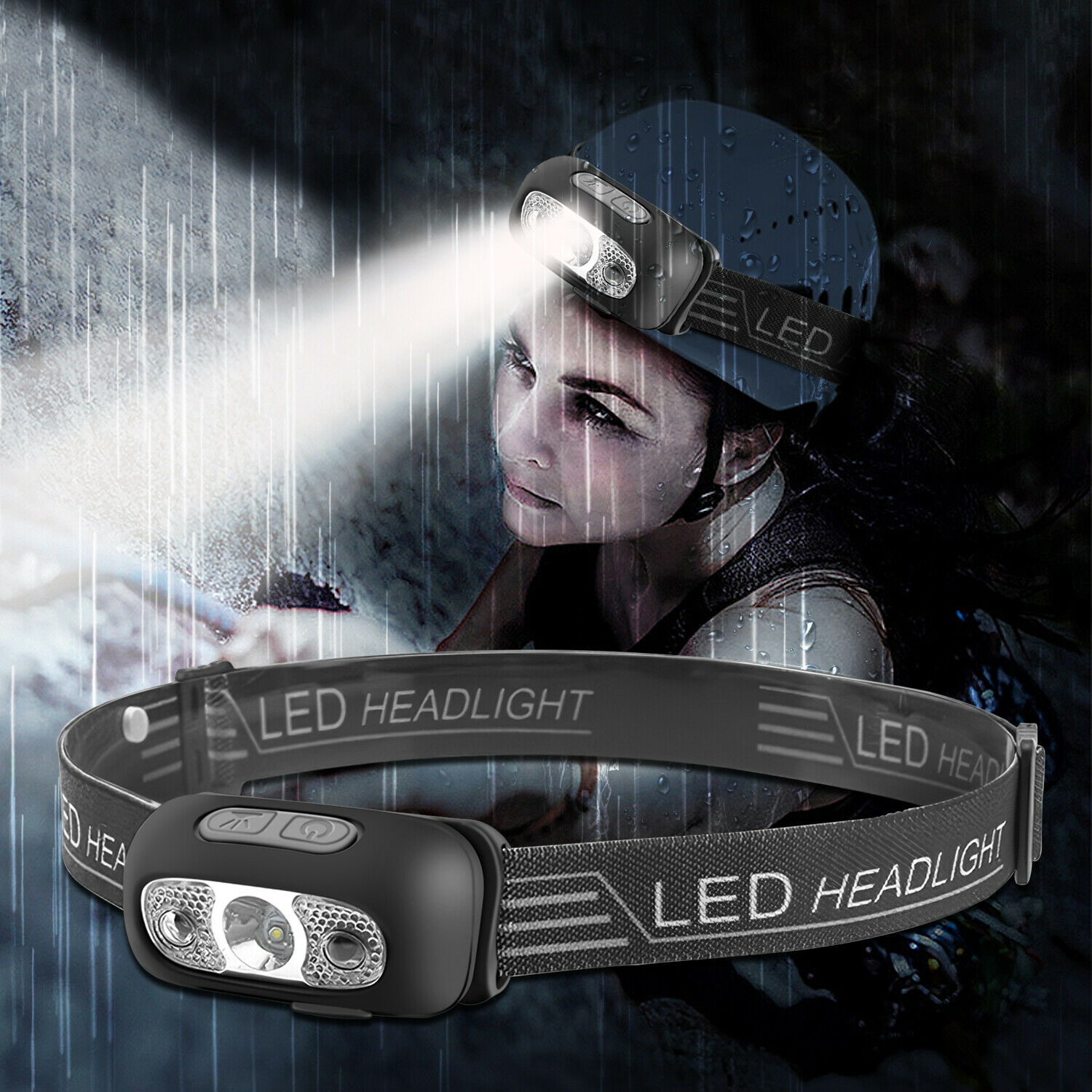 Usb Headlamp Rechargeable Led Motion Sensor Headlight Flashlight Waterproof Us