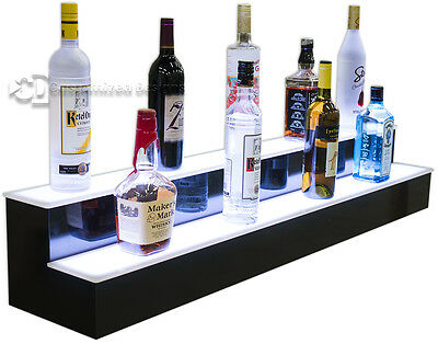 48" 2 Step Tier Led Lighted Shelves Illuminated Liquor Bottle Bar Display Stand