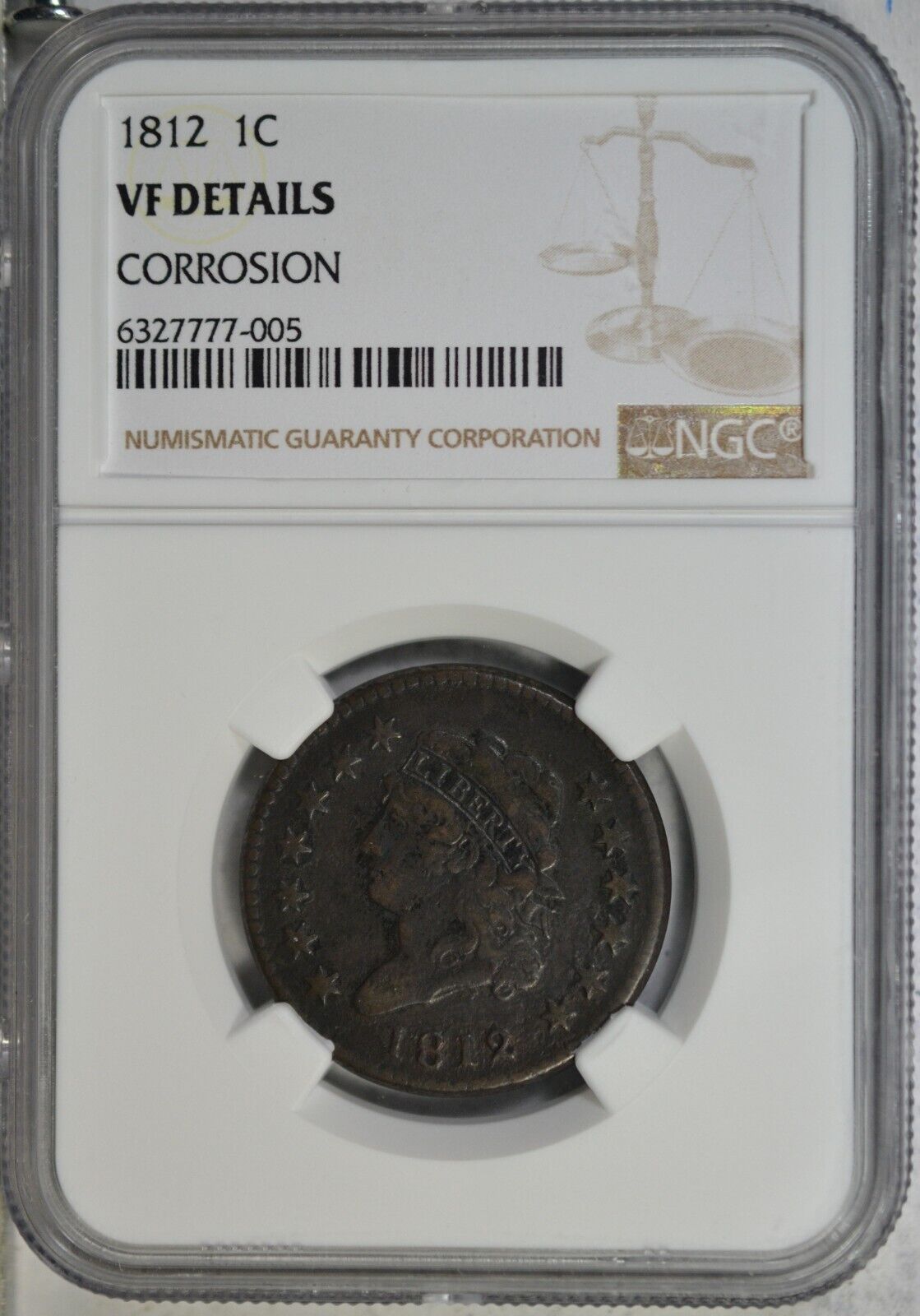 1812 Classic Head Large Cent, Ngc Vf Details