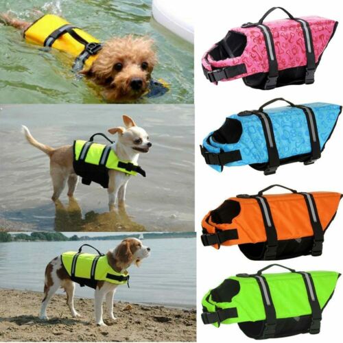 Usa Pet Safety Vest Dog Life Jacket Reflective Stripe Preserver Puppy Swimming