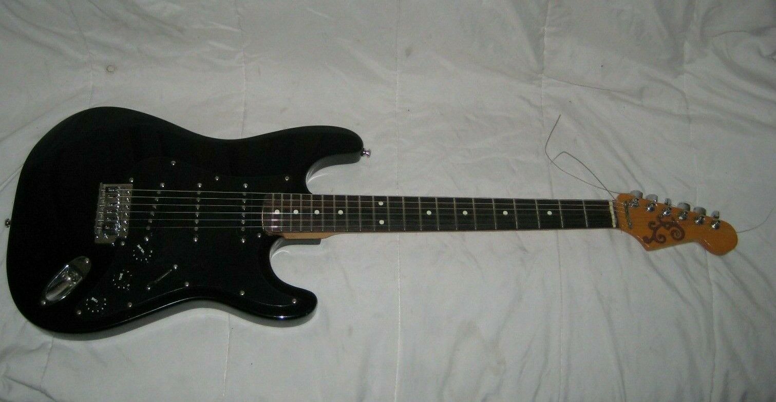 Stratocaster Guitar Custom Home Built Mystery Black
