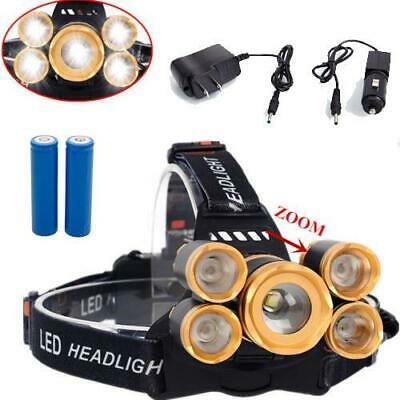 80000lm Zoomable 5x Led Rechargeable 18650 Headlamp Head Light Torch Flashlight