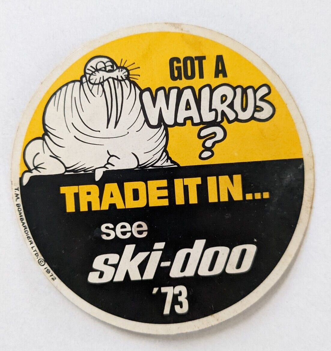 Vintage Sweet Ski-doo Snowmobile Walrus Sticker 1973 Skidoo Sled Nos