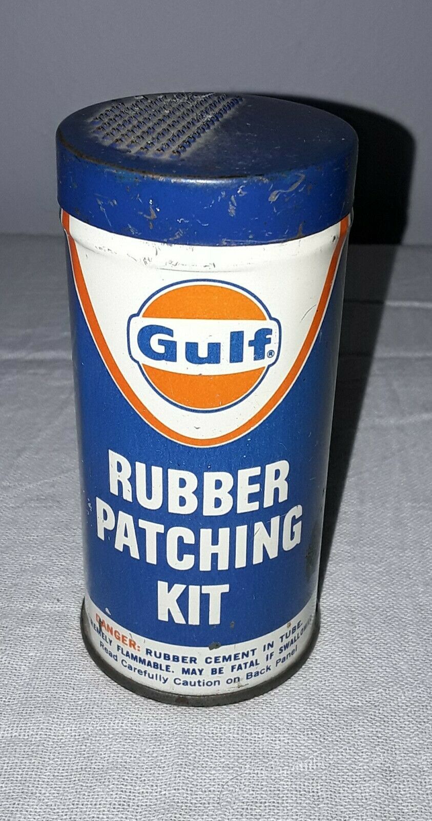 Gulf Oil Gas Station Rubber Patching Kit Tire Repair Can