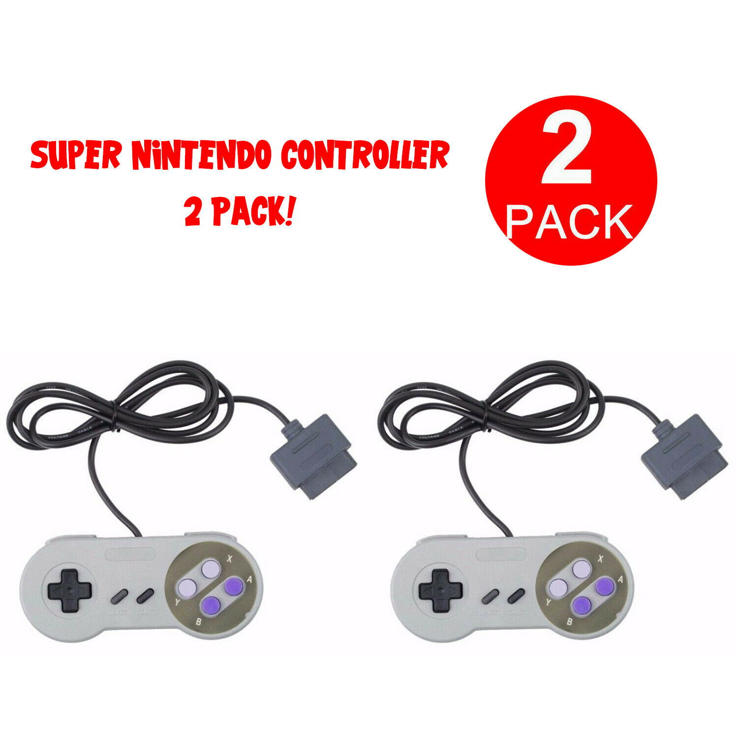 2 For New Super Nintendo Snes System Console Replacement Controller 6ft Sns-005