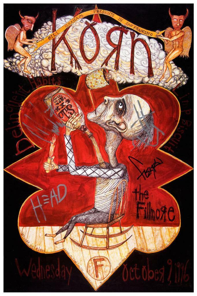 Korn - Poster - Live In Concert 96' Limp Bizkit - Signed Wall Art Print