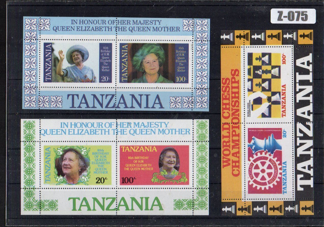 Z075 Africa / Afrique 1980s Queen Elizabeth And World Chess Miniature Sheets Mnh
