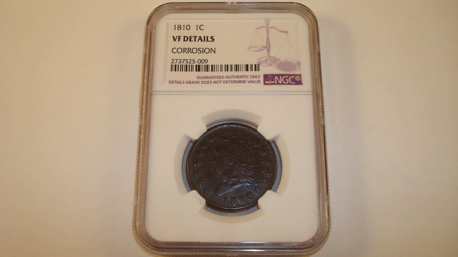 1810 Large Cent 1c - Ngc Vf Details: Corrosion (#rr16)