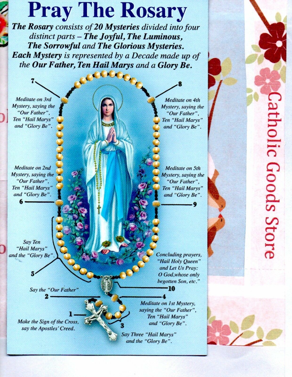 Pray The Rosary Pamphlet Includes All 4 Mysteries - English
