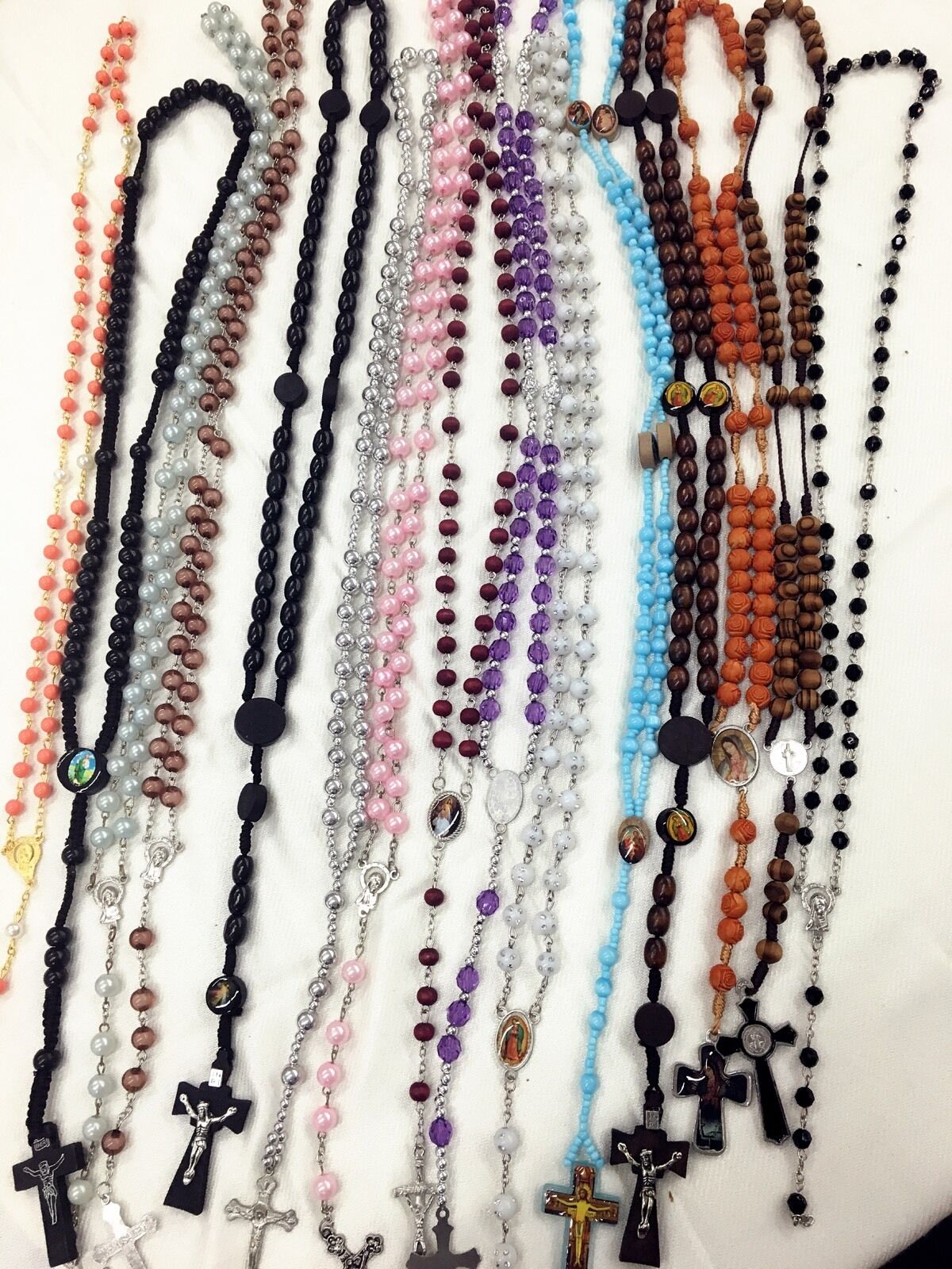 Closeout -12pc Mix Lot Wholesale Religious Full Rosary Crucifix Cross Necklace