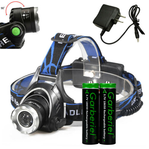 Super Bright 100000lms Tactical T6 Led Headlamp Rechargeable Waterproof 3 Modes