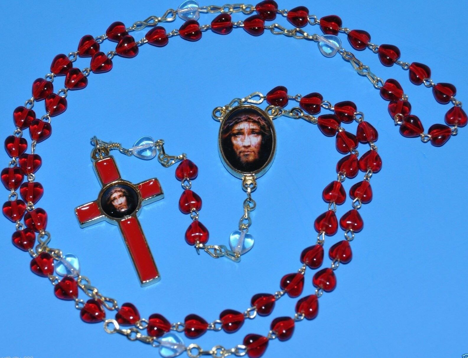 Precious Blood Of Christ Chaplet Rosary Necklace Chaplet Red Heart Shape Beads