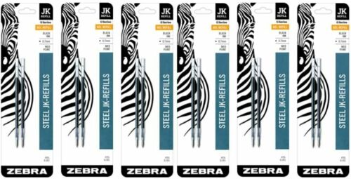 Zebra Jk-refll G301 Gel Pen Refills, 0.7mm, Medium Point, Black Ink, Pack Of 12