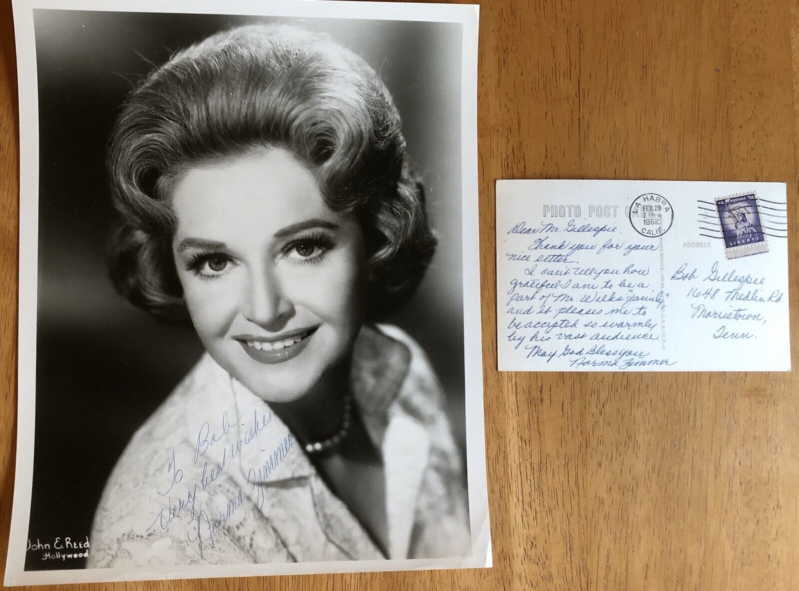 Singer Norma Zimmer, Lawrence Welk's "champagne Lady" Autograph Photo Letter