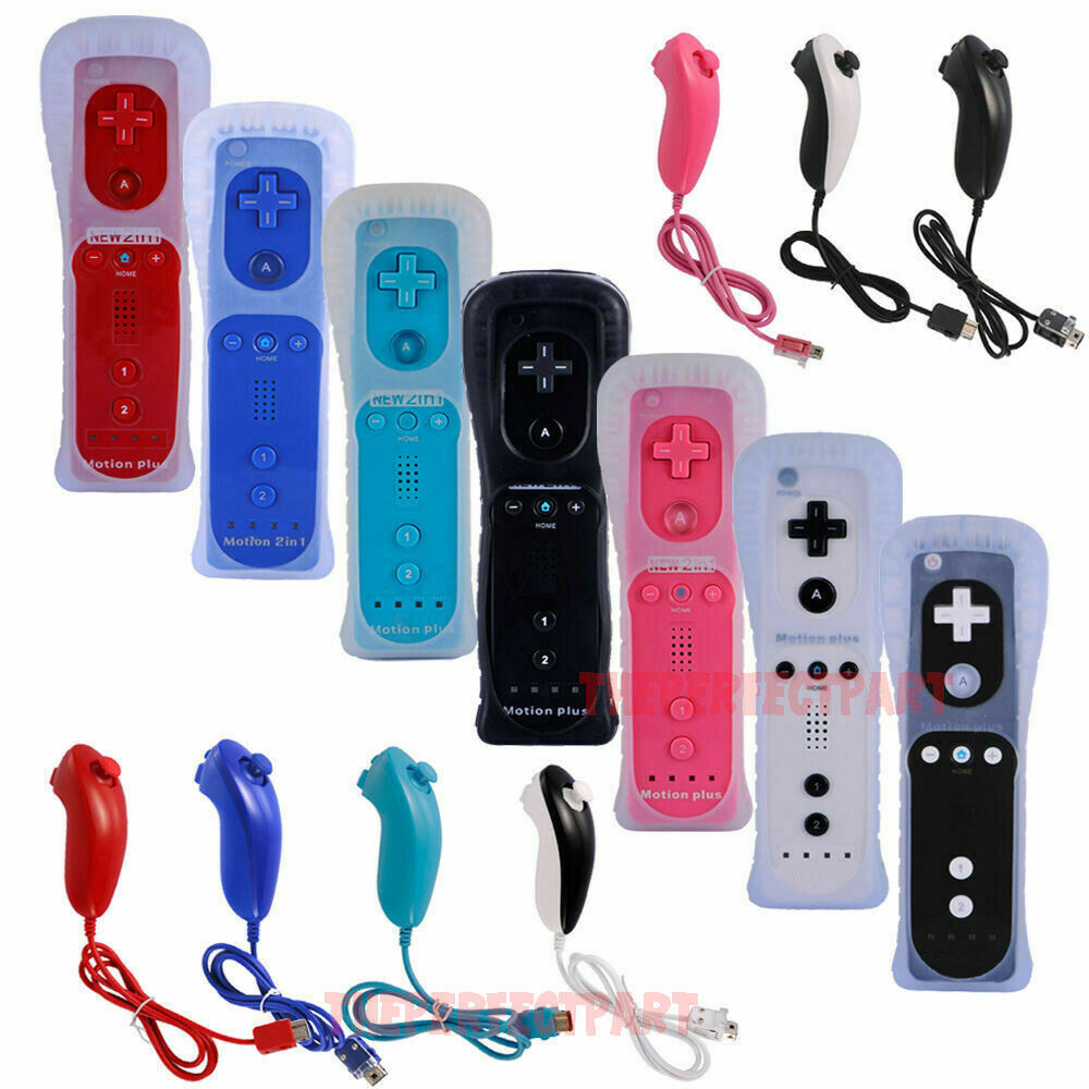Brand New Built In Motion Plus Remote Controller And Nunchuck For Wii & Wii U