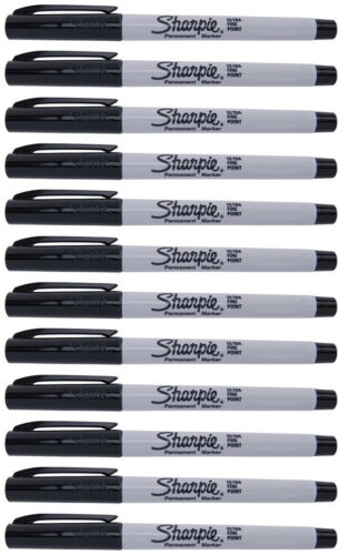 Sharpie Permanent Marker Ultra Fine Point Black Ink 12ct