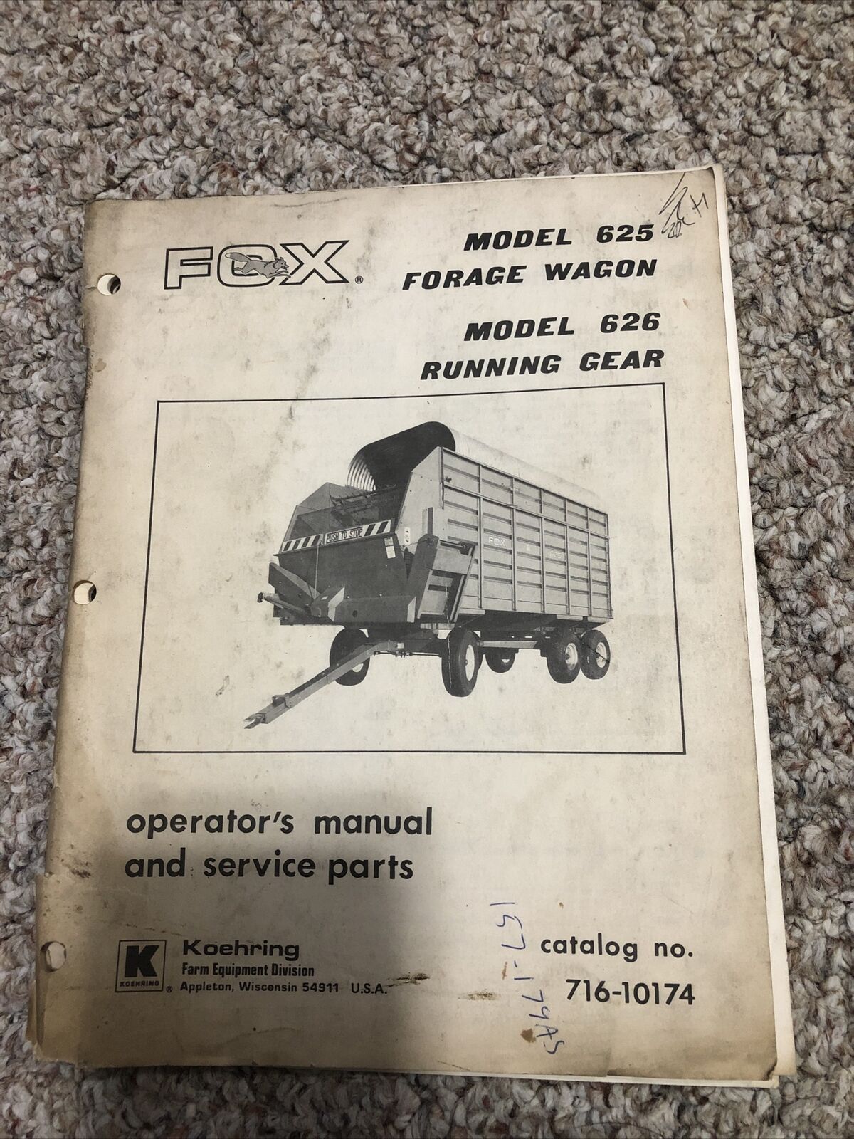 Fox Forage 625 Forage & Grain Box Parts Book Operator's Manual