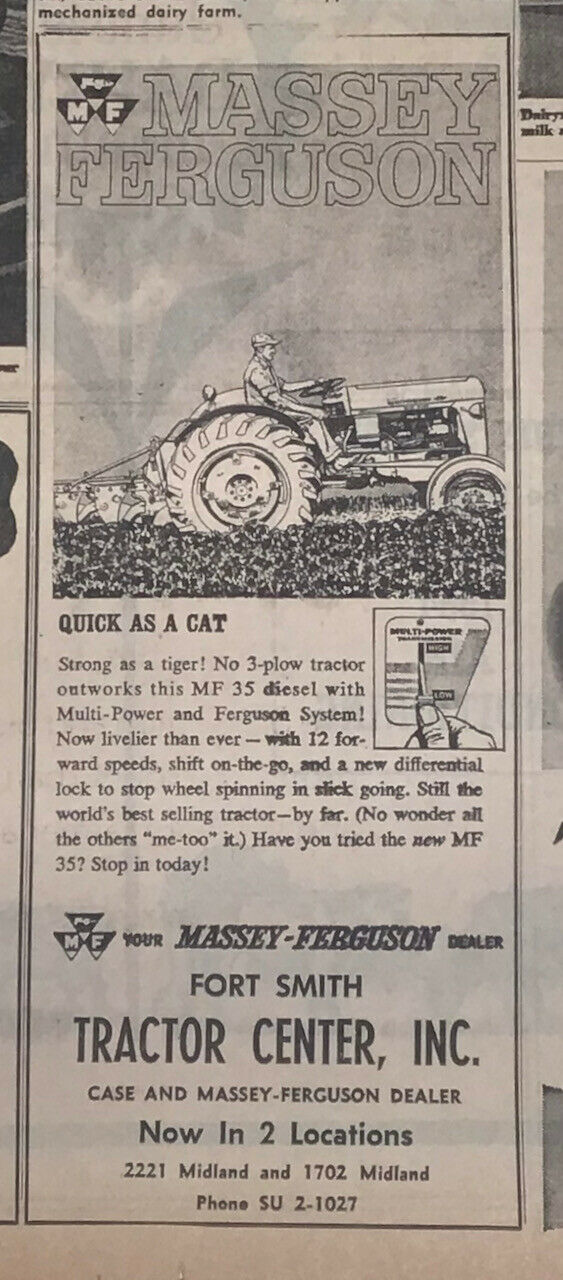 1952 Newspaper Ad For Massey Ferguson Tractors - Quick As A Cat, Mf 35 Diesel