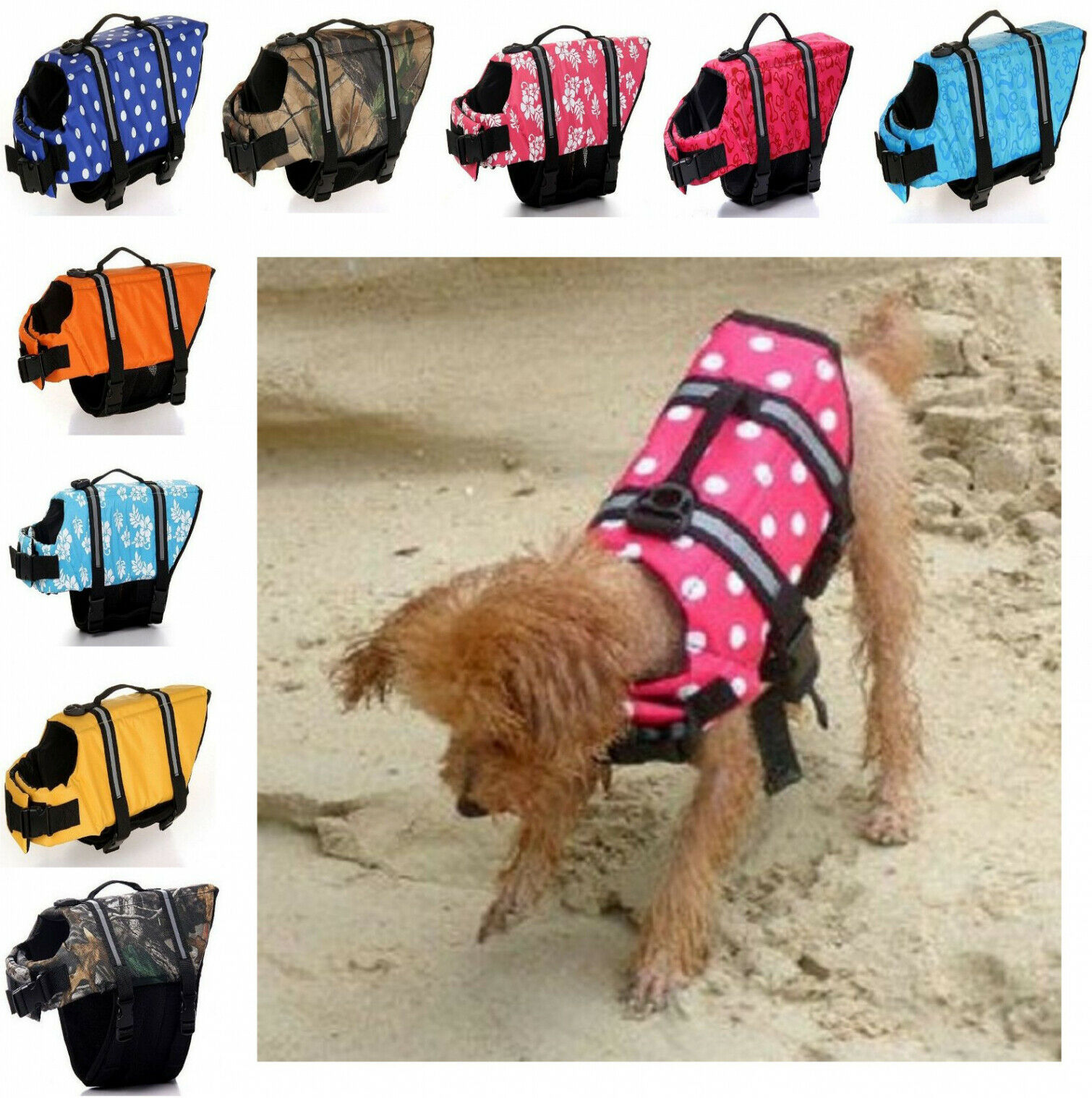 Adjustable Pet Swimming Safety Vest Dog Life Jacket Reflective Stripe Swimsuit