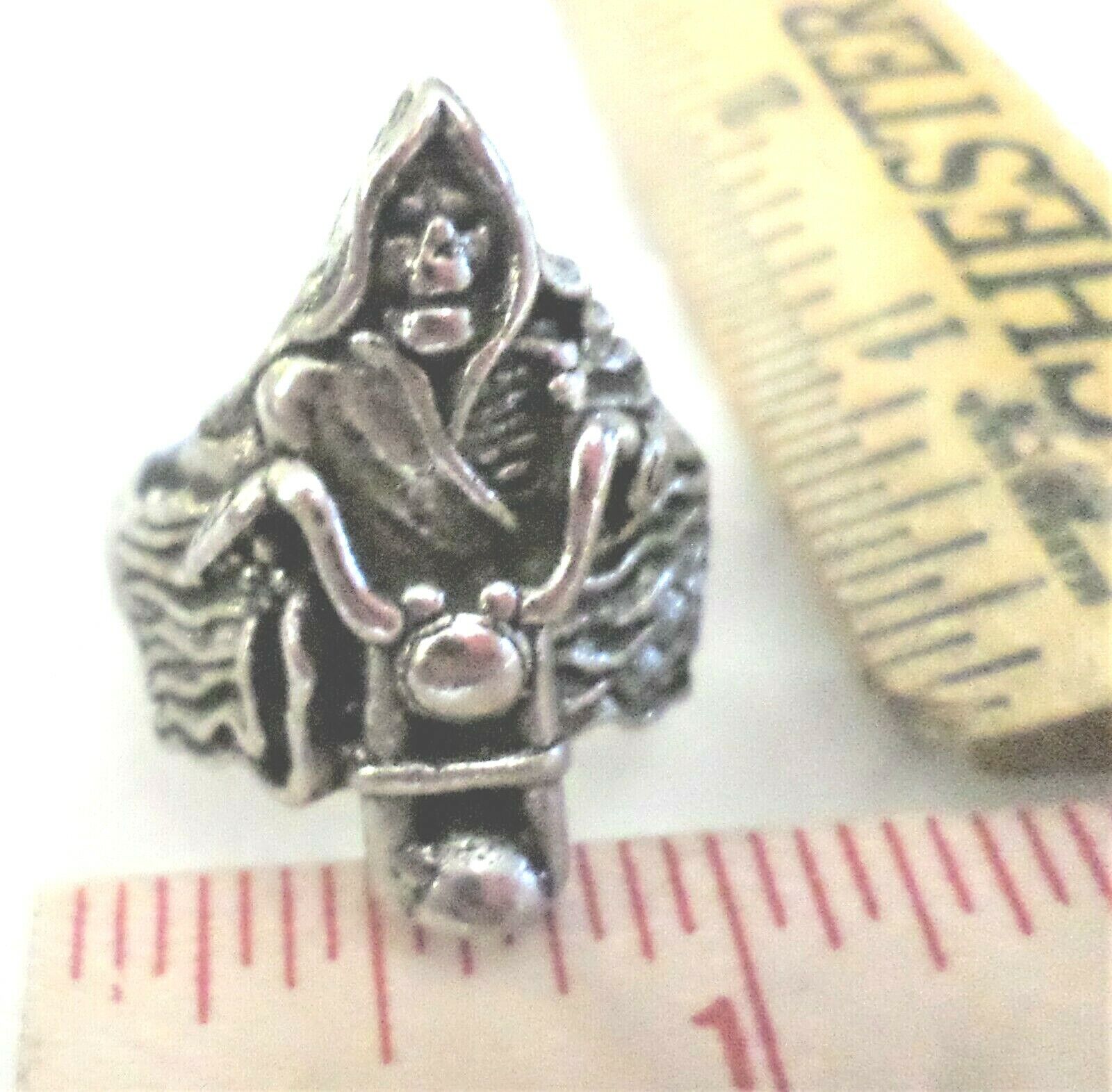 Unusual Grim Reaper Ring Vintage Biker Collectible Old Mens Jewelry Size 11&1/2