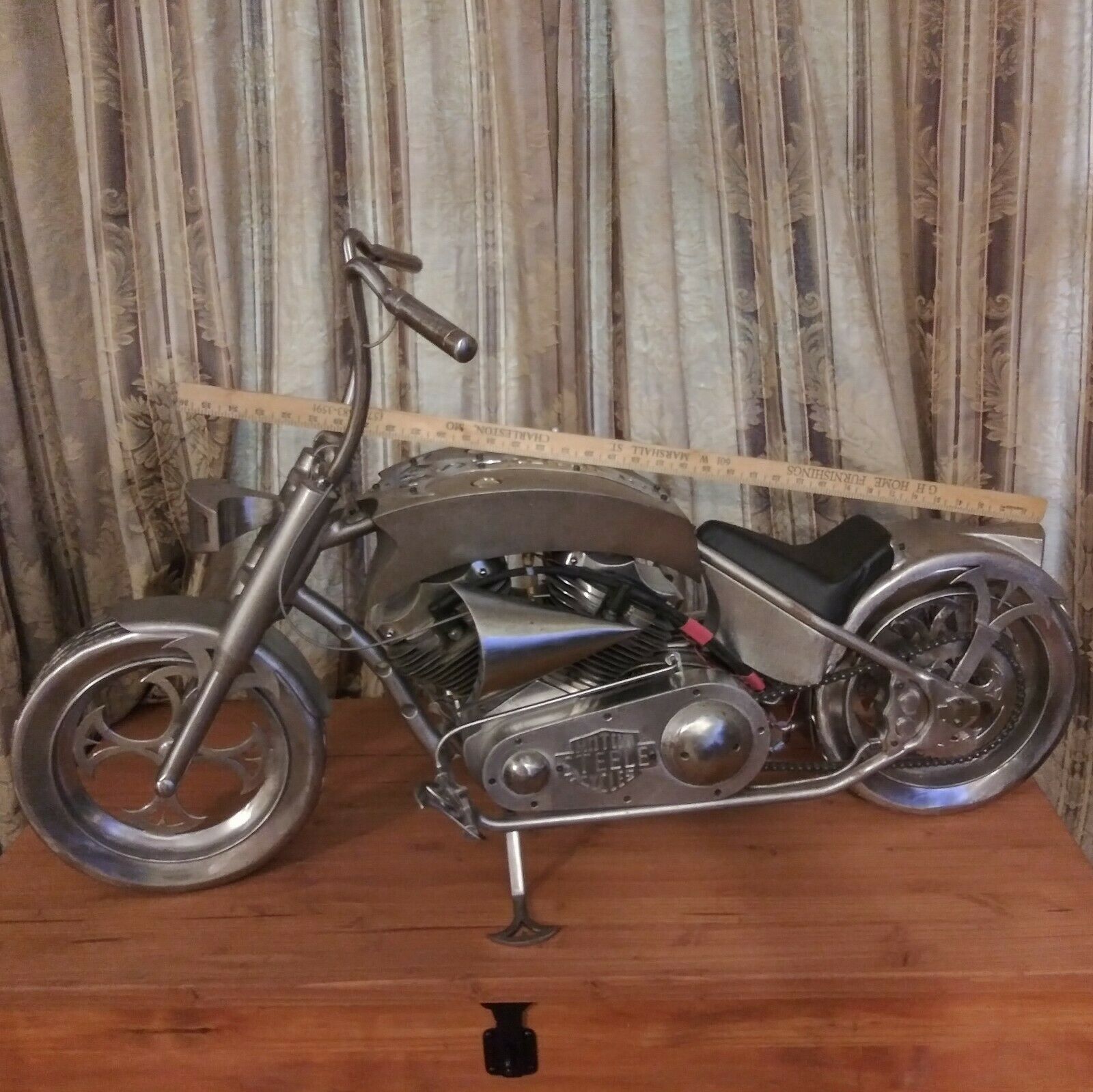 Motorcycle Sculpture - Rare Large (44"x28") Custom Handcrafted Metal - Art Decor