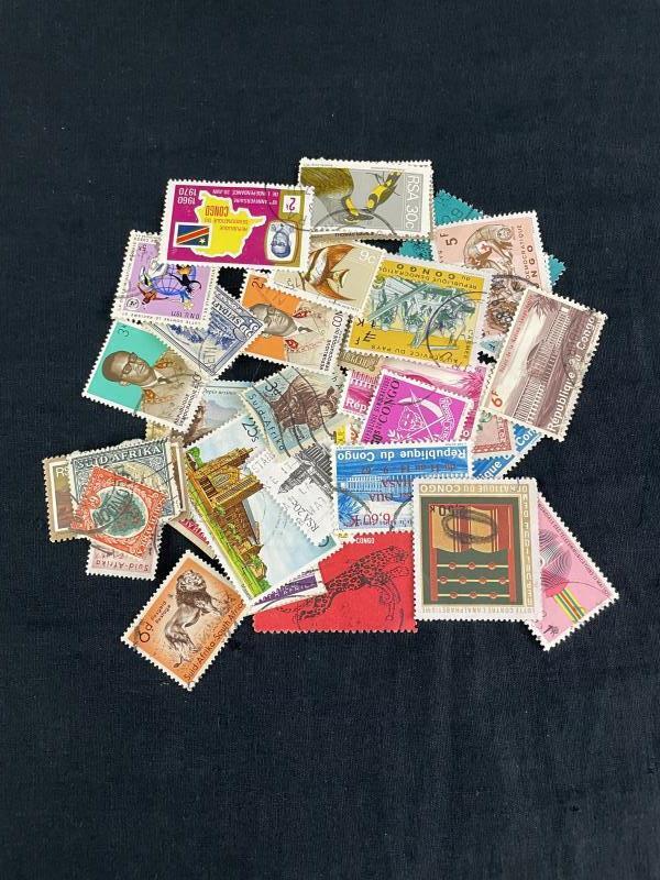 Lot Of 43 Used South Central African Stamps Unique Congo South Africa 1970s 80s