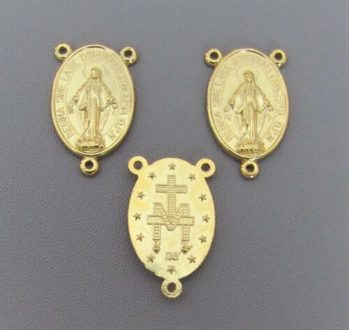 3 Pc Large Miraculous Oval Rosary Center Italy Centerpiece T105 Finsh Gold