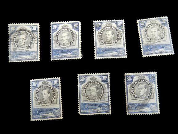 Lot Of 7 Kenya Tanganyika Uganda 30 Cent Stamps 1938 41 Fine King George Vi Used
