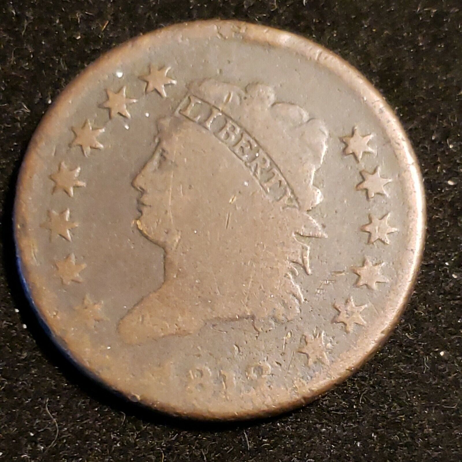 1812 Large Cent Small Date. No Scratches! Weak Rims On The Reverse. (rhv-341)