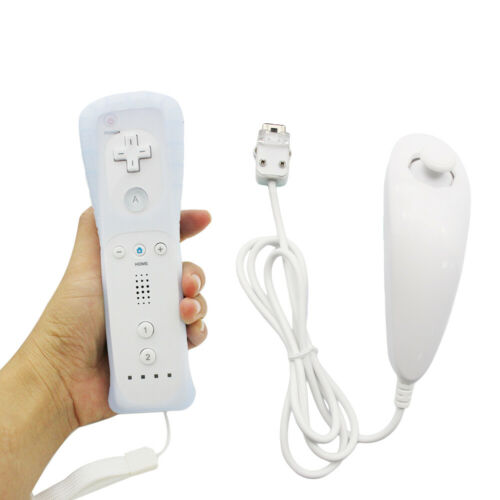 White Remote And Nunchuck Controller +case For Nintendo Wii Games Us Fast Ship