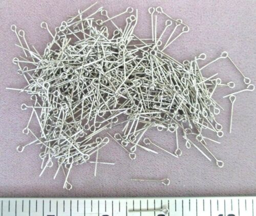 Silver Eye Pins 18mm  3/4" Making Rosary Rosaries Parts 6mm To 7mm Beads ~ 1oz