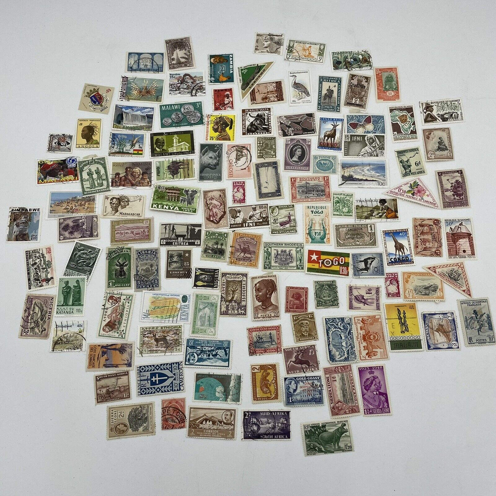Vintage African Stamps Lot Of 112