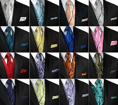 Men's Paisley Tuxedo Vest, Tie And Hankie. Formal, Dress, Wedding, Prom, Cruise