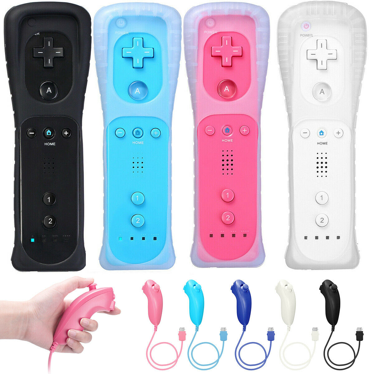 Built In Motion Plus Remote Controller&nunchuck For Nintendo Wii/wii U + Case Us