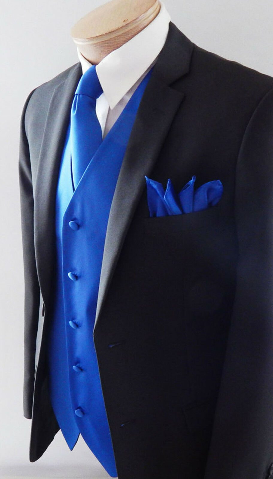 Men's Royal Blue Solid Vest Waistcoat And Neck Tie Set Formal Wedding Prom 10i