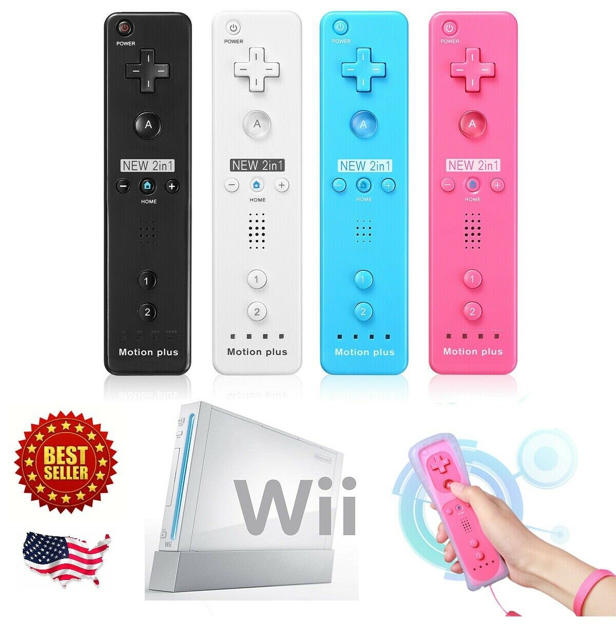 Nintendo Wii Wiimote Built In Motion Plus Inside Remote Controller