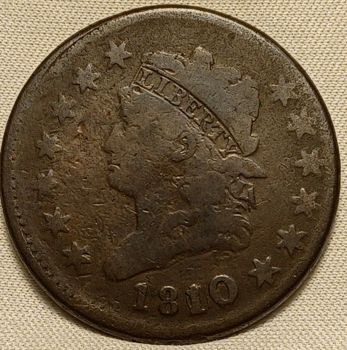 1810/9 Classic Head Large Cent. S-281 Overdate 10 Over 09!
