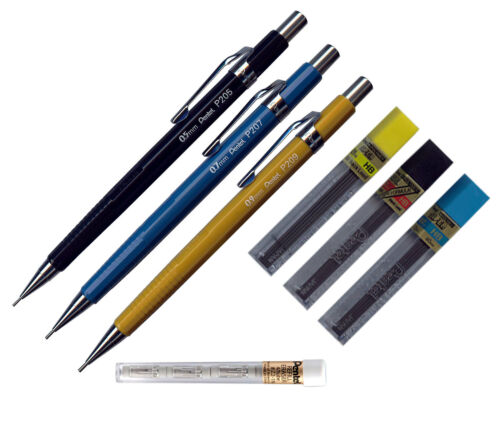Pentel Sharp Mechanical Drafting Pencil Set P200 Series With Erasers & Lead Hb