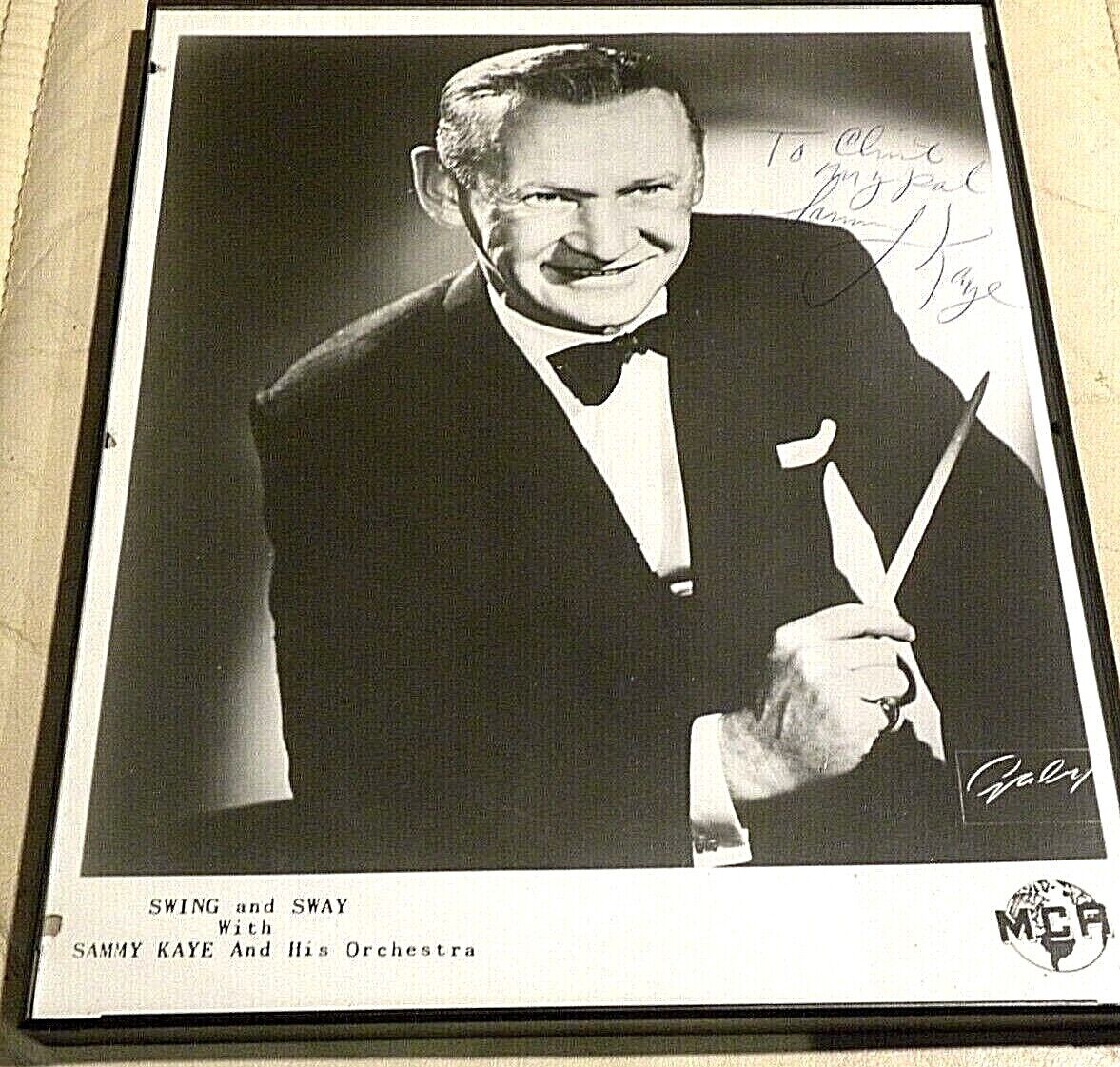 Sammy Kaye  8x10 Photo, Hand Inscribed  And Framed,  Swing And Sway Big Band